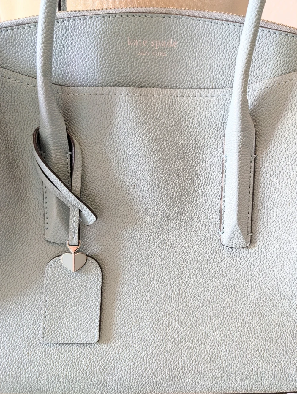 Kate Spade Light Blue Pebbled Leather Tote Purse with Crossbody Strap